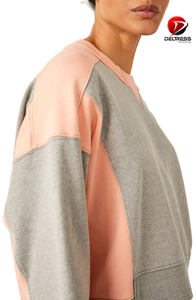 Últimas sudaderas de cuello redondo de color de las mujeres del bloque en precios al por mayor sudaderas de gran tamaño para las señoras - Product Image 4