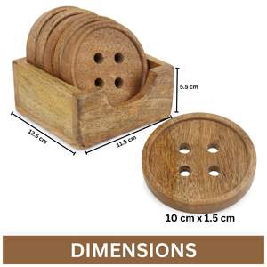Ensemble de sous-verres en forme de bouton en bois naturel avec support Fini parfait pour protéger votre table et votre comptoir tout en ajoutant de l'élégance - Product Image 5