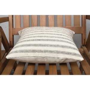 Subtle Striped Beige Wool Ikat Patchwork <b>Pillow</b> 14x14 Inch Luxury Decorative Cushion Woven Technique Vintage Fluffy for Living - Product Image 5