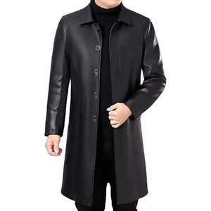 Ventes exceptionnelles, dernier modèle de manteau long en cuir de haute qualité, respirant, style vintage, OEM, manteau long en cuir pour homme, vente en gros - Product Image 5