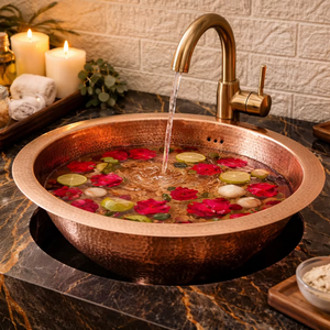 Bol de trempage pour les pieds détoxifiant, bol en cuivre pour l'hygiène, bol de trempage pour les pieds pour la relaxation, bassin en cuivre pour spa à domicile - Product Image 1