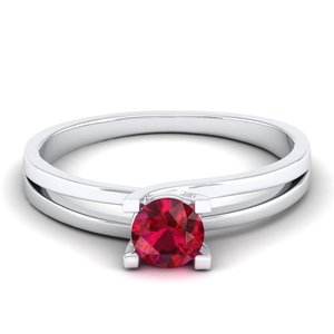 Anillo de Compromiso REYES Exquisito de Oro Sólido de 14K con Rubí Ovalado de 0.5 Quilates para Mujer, Joyería de Piedra Natal de Moda - Product Image 5