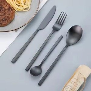 Ensemble de couverts cuillère, fourchette, couteau, 3 pièces, en acier inoxydable, disponible avec des manches en bois pour la table - Product Image 5