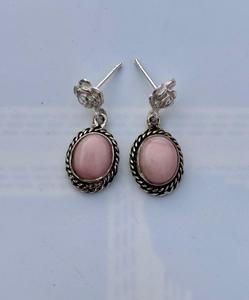 Boucle d'oreille opale rose en argent sterling 925, belle boucle d'oreille pour femme, belle boucle d'oreille en pierre rose. - Product Image 4