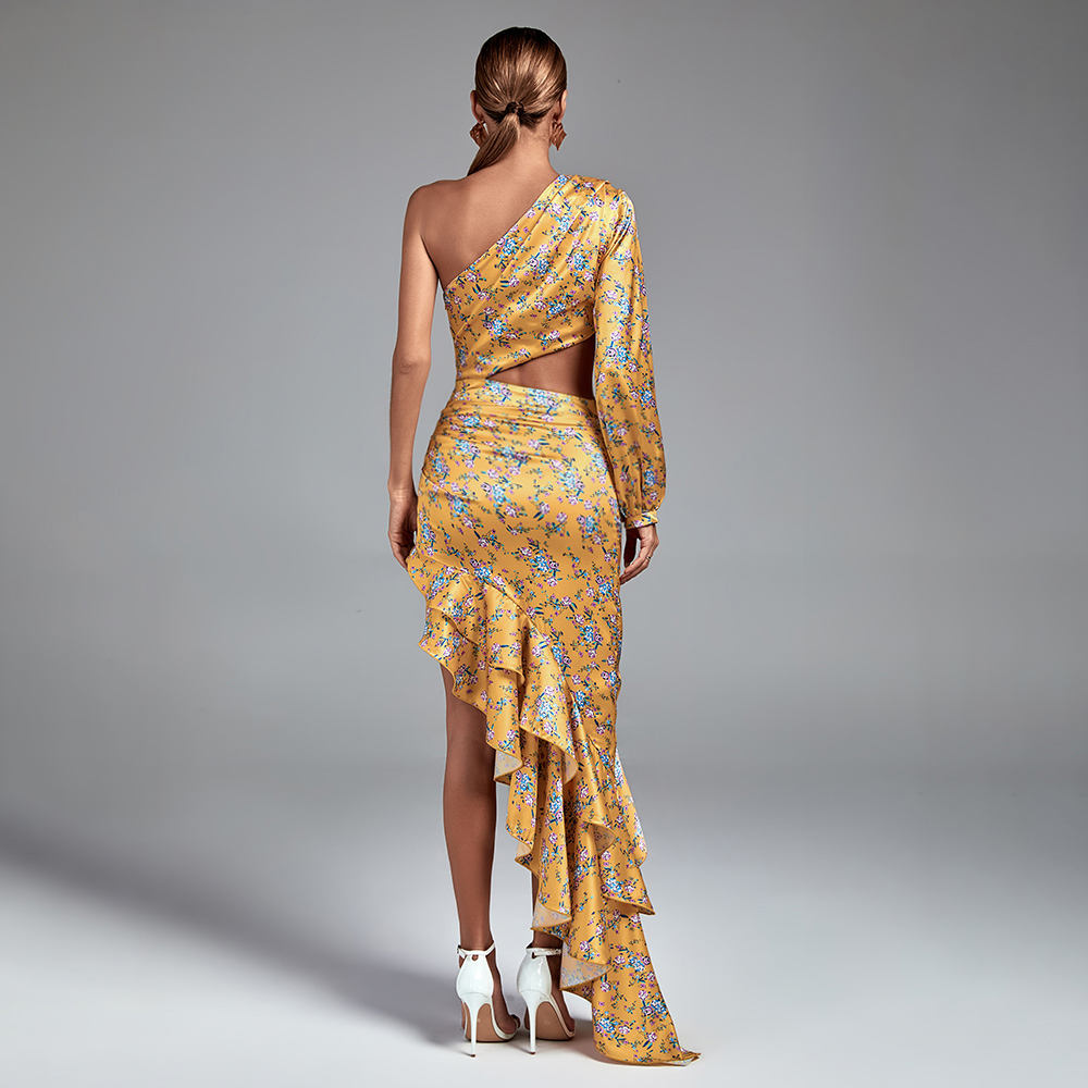 Ocstrade 2022 Cut Out Women Party Dress One-Shoulder Ruffles