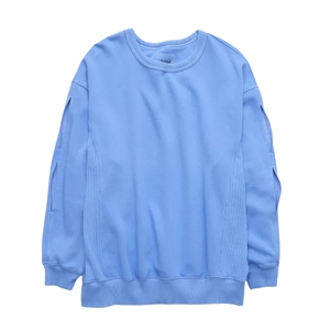 Sweat-shirts amples en tricot pour femmes, hiver, couleur unie, 100% coton, respirant, design asymétrique, col rond, style décontracté chic, long - Product Image 4