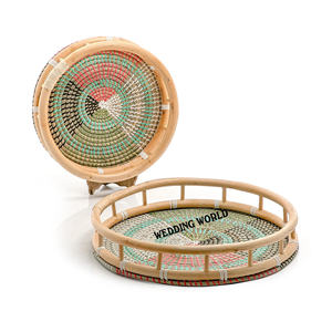 Bandeja cuadrada de ratán con cubierta de red Bes Quality Tabletop Luxury Food Serving Platter Classic Elegant Wholesale Rattan Serving Tray - Product Image 5