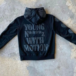 Sweat à capuche surdimensionné français haut de gamme avec logo personnalisé 100% coton Impression bouffante de haute qualité Zip intégral Hiver Impression thermique brodée - Product Image 2