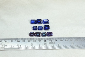 Zafiro azul creado en laboratorio y alejandrita 10 piezas facetadas corte esmeralda sintético - Product Image 4