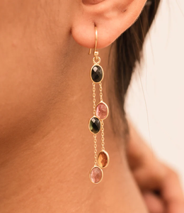 Pendiente de cadena de múltiples piedras preciosas de corte ovalado chapado en oro sólido 925 pendientes colgantes de plata esterlina pendiente de moda para regalo de boda - Product Image 3