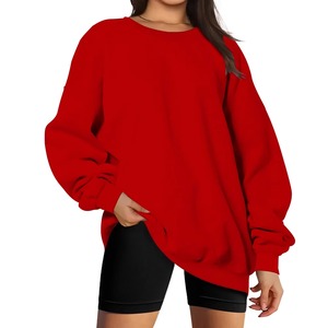 Sweat-shirt pour femme à col montant, coupe ample et oversize, manches longues, en molleton doux, chaud, en coton respirant, pour l'automne/hiver, usage quotidien, devant - Product Image 1