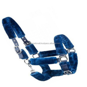 Fournitures équestres en nylon bleu, licou de cheval, rembourrage en molleton de vison doux et harware en acier inoxydable antirouille, prix de gros - Product Image 1