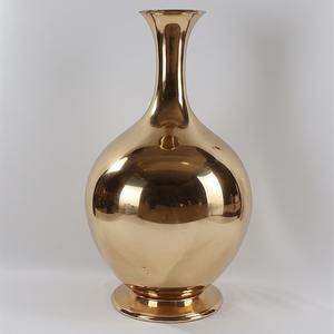 Hand Polished Gold Tone Metal <b>Vase</b> Handcrafted With <b>Engraved</b> Patterns Ideal For Enhancing Classic Floral Displays - Product Image 5