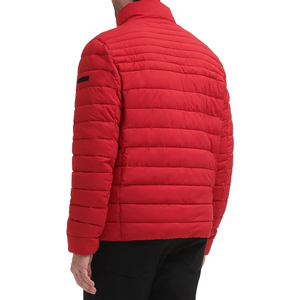 Veste d'hiver décontractée en toile légère pour hommes Bomber matelassé avec capuche coupe-vent et logo avant Design Puffer Outwear - Product Image 3