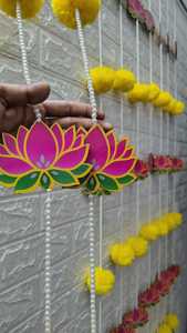 ที่แขวนประตูดอกดาวเรืองเทียม & ชุดฉากหลัง MDF บัวดิวาลิ, haldi, ganpati, พิธีขึ้นบ้านใหม่, ของตกแต่งบ้านงานแต่งงานตามเทศกาล - Product Image 5