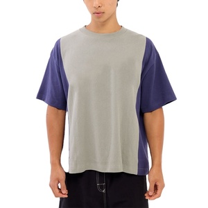 Custom Unisex Jersey Heavyweight O Neck Panel Design Plus Size Baggy <b>Down</b> Shoulder T-Shirt Streetwear Casual Design Breathable - Product Image 4