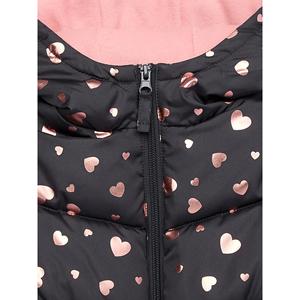 Vestes à capuche pour filles en gros Manteau bouffant rose avec imprimé coeur mignon - Product Image 3