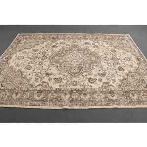 Turkish 5.9x8.4 ft Rug, Vintage Rug, <b>Brown</b> Southwestern <b>Wool</b> Rug - Product Image 2