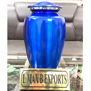 โกศเพลิงศพผู้ใหญ่อลูมิเนียมใสสีน้ําเงินสําหรับเถ้ามนุษย์พร้อมถุงกํามะหยี่ฟรีราคาส่ง - Product Image 1