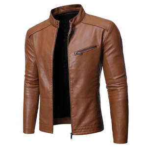 Veste en cuir d'hiver pour homme de qualité supérieure, col roulé, devant en toile, style streetwear personnalisé, imperméable - Product Image 4