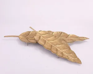 Ensemble de plateaux de service décoratifs en forme de feuille d'or, plateau de fruits en métal, pièce maîtresse, décoration de table pour la maison, mariage et fête - Product Image 2