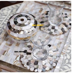 Mother of Pearl Inlay Round Serving Tray | Handmade Wooden Luxury Tray | Arabic Ramadan <b>Eid</b> Home Decor <b>Gift</b> Premium Kitchen Tray - Product Image 5