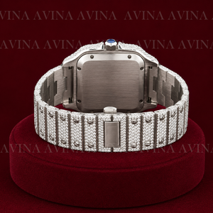 Reloj de Lujo con Diamantes Moissanite para Hombre, Estilo Hip Hop, Esfera Cuadrada con Números Romanos, Correa de Acero Inoxidable, Reloj de Pulsera de Cuarzo - Product Image 2