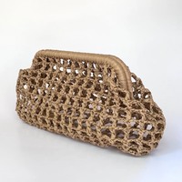 HEISSE TREND-ITEMS 2026: Stroh-Raffia-Netz-Clutch-Tasche, gewebte Netz-Sommer-Clutch aus Vietnam