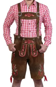Deluxe erkek bavyera Lederhosen bira adam kostüm Oktoberfest karnaval jartiyer şort (bavyera Oktoberfest kostümleri) SS-0013