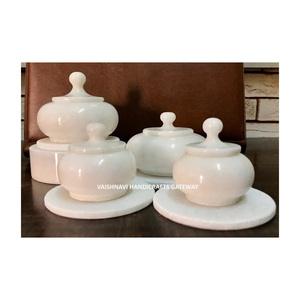 Hermosamente hecho a mano con forma de mármol blanco diseño liso cajas de contenedores de joyería hogar cocina decoración regalos del Día DE LA MADRE 2,5x2,5 3x3 - Product Image 3