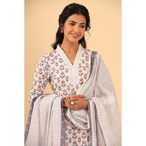 Kurta de Algodón Recta hasta la Rodilla Firdous Farah - Product Image 1