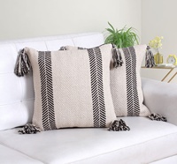 Lot de 2 housses de coussin rectangulaires modernes réversibles en chevron, 100 % coton tissé à la main, beige, super douces, personnalisables, 18x18