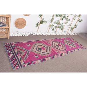 Alfombra turca Vintage estilo bohemio 2,9X9,7 pies tejido plano Material de lana Patchwork para decoración para sala de estar Uso de pasillo látex - Product Image 3