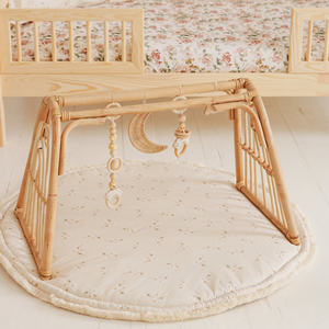Alfombrillas de juego de gimnasio de ratán para bebés con juguetes colgantes, alfombrilla de gimnasio natural de calidad superior para bebés recién nacidos - Product Image 3