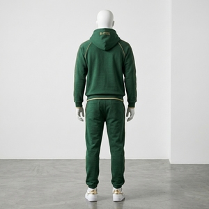 <b>Men</b> Green Hoodie Tracksuit Set <b>Pullover</b> Sweatshirt Jogger Pant Premium Sportswear Gym Training Running Fitness Casual Activewear - Product Image 3