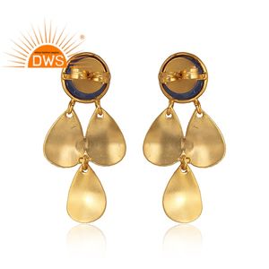 Último diseño hecho a mano Natural Hydro Blue Calcedonia piedra preciosa colgante pendiente personalizado joyería fabricante - Product Image 4