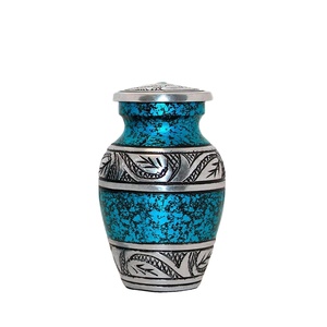 โกศขนาดเล็กของที่ระลึกสีน้ําเงินสําหรับเถ้ามนุษย์ - โกศเผาศพ ชุด 4 ชิ้นพร้อมกล่องและถุง - โกศสีน้ําเงินสําหรับเถ้าผู้ใหญ่ชายและหญิง - Product Image 1