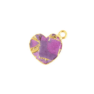 Collection exquise Mohave violet cuivre Turquoise forme de coeur pendentif simple connecteur de caution minuscule fabrication de bijoux en laiton - Product Image 1