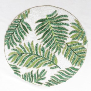 แผ่นรองจานลูกปัดทรงกลมทำด้วยมือแผ่นรองจานตกแต่งลายใบไม้สีเขียวสำหรับโต๊ะอาหารและของตกแต่งบ้าน - Product Image 2