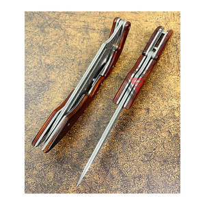 Cuchillo de Caza Plegable de Acero de Damasco Personalizado con Mango de Madera de Palisandro, Opción OEM, Garantía de 3 Años, Uso en Cocina, Grabado Disponible - Product Image 6