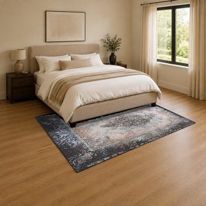 Tapis de salon LXDP-0922 gris argenté traditionnel oriental imprimé numériquement, lavable en machine, en chenille, antidérapant, vente en gros - Product Image 3