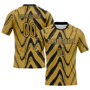 Uniforme de volley-ball de haute qualité personnalisé, design fluide noir et or vieilli, séchage rapide, uniforme de sublimation en gros avec nom et logo de l'équipe - Product Image 2