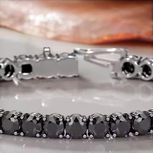 Bracelet en diamant de laboratoire noir complet, design magnifique, bracelet en or 18 carats pour femmes, bijoux fins en moissanite, Inde - Product Image 5