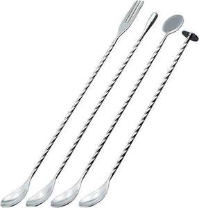 Chất Lượng Cao Kim Loại Cocktail Khuấy Đặt Xoắn Xử Lý Xách Tay Và Dùng Một Lần <span class=keywords><strong>Barware</strong></span> Cho Đảng Sử Dụng 4 Thìa - Product Image 1