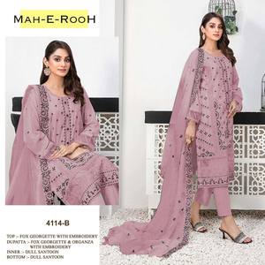 Nouvelle Collection Georgette Costume Pakistanais avec Broderie Salwar Kameez Costume pour Mariage et Fête - Product Image 2