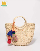 Nouveau sac de plage en paille à poignée ronde sac de paille marocain fait à la main Vietnam sac fourre-tout en paille Kinghandicraft Vietnam