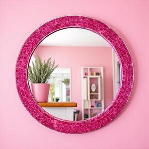 Modern Glass Wall <b>Mirrors</b> Handmade Eco-Friendly <b>Round</b> Design Sky Blue Color 4-Piece Set for Home & Hotel <b>Bathroom</b> - Product Image 2