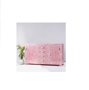Bone inlay pink and white color Living Room Cabinet Bone Inlay Dresser Bone Inlay Furniture for hot sale product