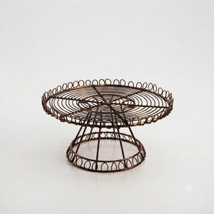 Wire Design Iron Metal <b>Storage</b> Basket And Cake Stand Round Shape Rustic Style for Kitchen Counter top Display Decor - Product Image 2