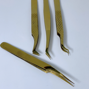Pinzas para pestañas postizas Acero inoxidable Calidad fina Recto y curvado Top Lash Tweezes Suministros de extensión de pestañas - Product Image 5